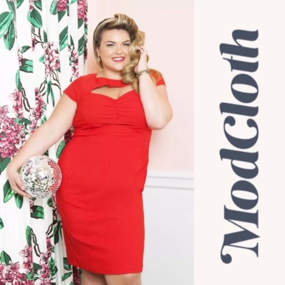 Modcloth Plus Size Dear Fiery Sweetheart Dress, Black 3X - Picture 5 of 6